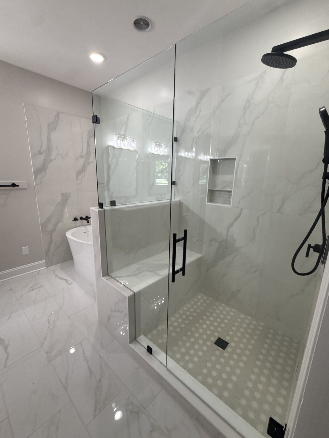 Luxury Walk-In Shower by Straight Line Ceramic Tile in Wilmington NC