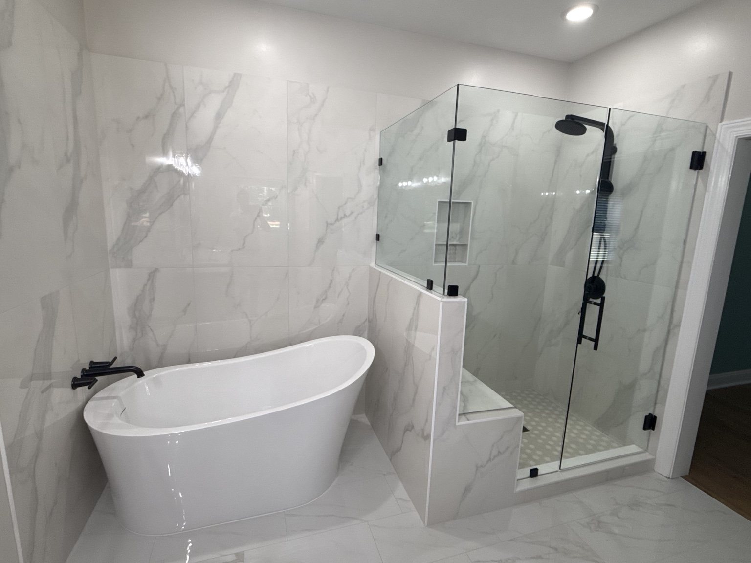 Luxury Bathroom Remodel by Straight Line Ceramic Tile in Wilmington NC